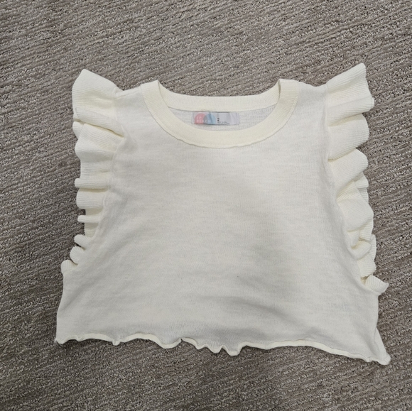 Free People Ruffle Sleeve Cropped Cotton Vest - Picture 3 of 7